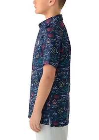 Boys 8-20 Fishing Print Polo Shirt