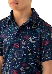 Boys 8-20 Fishing Print Polo Shirt