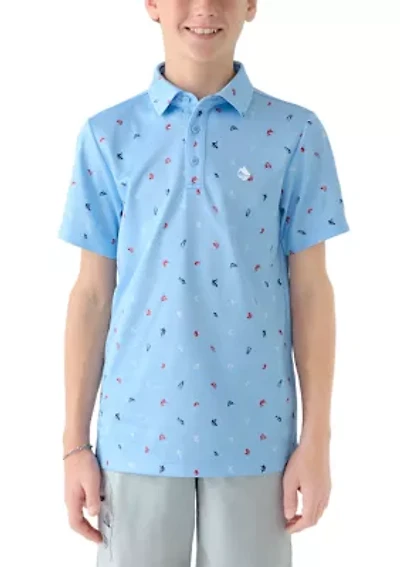 Boys 4-7 Printed Short Sleeve Fishing Polo Shirt
