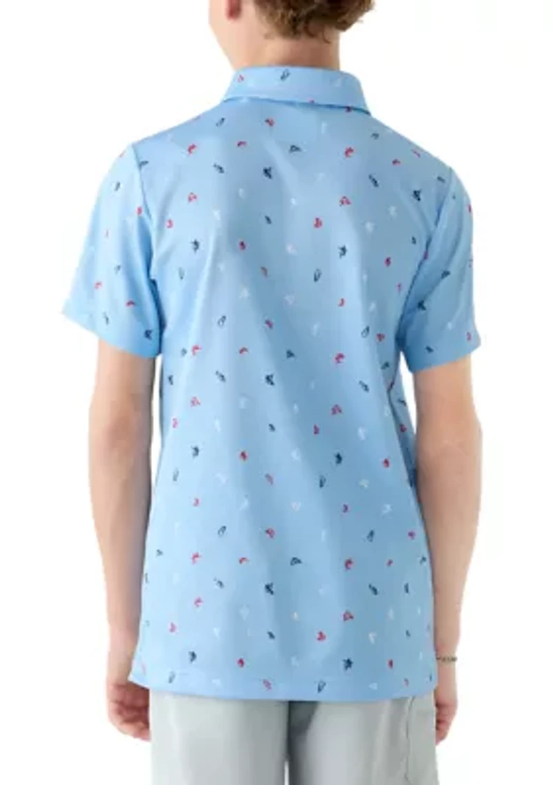 Boys 4-7 Printed Short Sleeve Fishing Polo Shirt