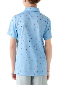 Boys 4-7 Printed Short Sleeve Fishing Polo Shirt