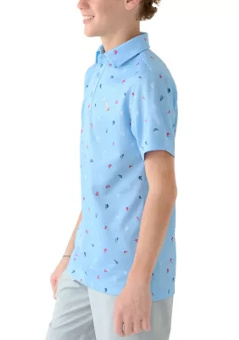 Boys 4-7 Printed Short Sleeve Fishing Polo Shirt