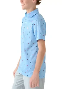 Boys 4-7 Printed Short Sleeve Fishing Polo Shirt