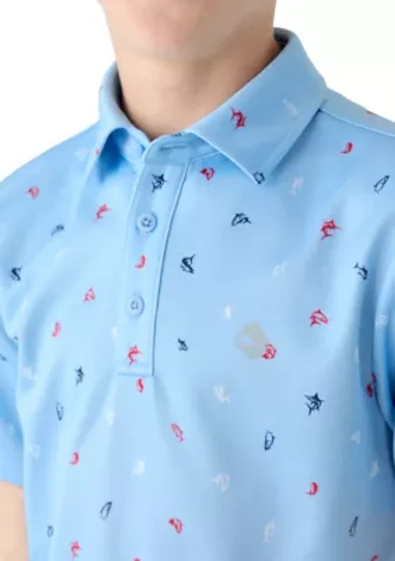 Boys 4-7 Printed Short Sleeve Fishing Polo Shirt