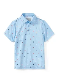 Boys 4-7 Printed Short Sleeve Fishing Polo Shirt
