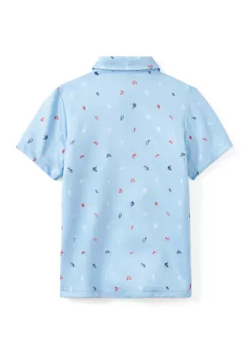 Boys 4-7 Printed Short Sleeve Fishing Polo Shirt