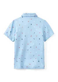 Boys 4-7 Printed Short Sleeve Fishing Polo Shirt