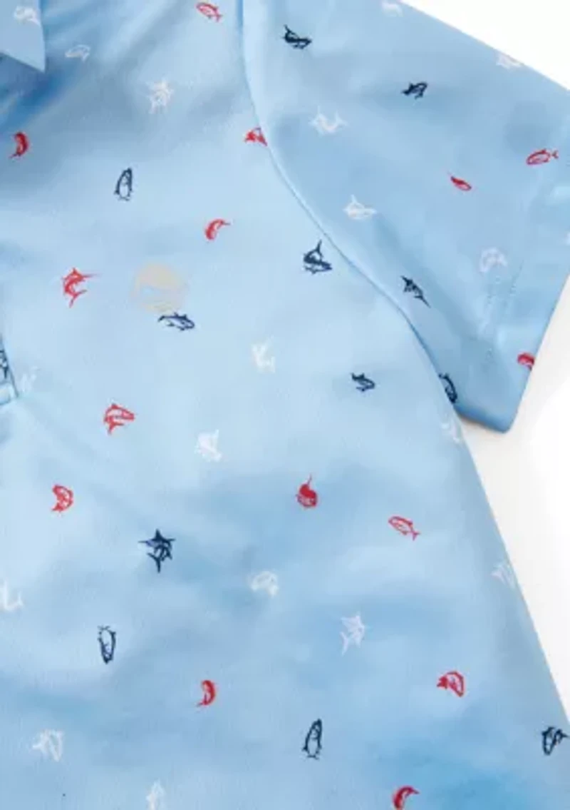 Boys 4-7 Printed Short Sleeve Fishing Polo Shirt
