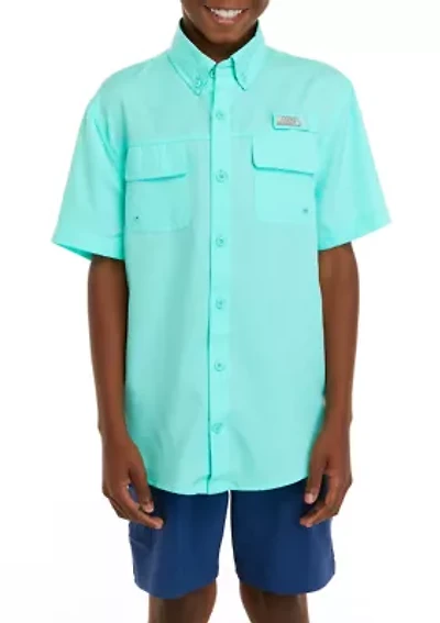 Boys 8-20 Solid Print Fishing Shirt