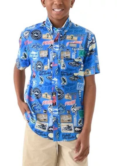 Boys 8-20 Printed Fishing Shirt