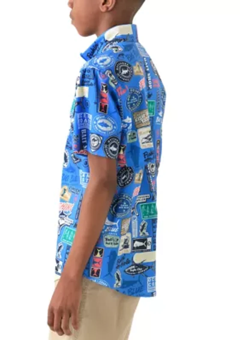 Boys 8-20 Printed Fishing Shirt