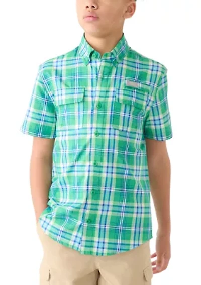Boys 8-20 Short Sleeve Yarn Dyed Fishing Shirt