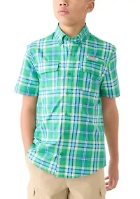 Boys 8-20 Short Sleeve Yarn Dyed Fishing Shirt