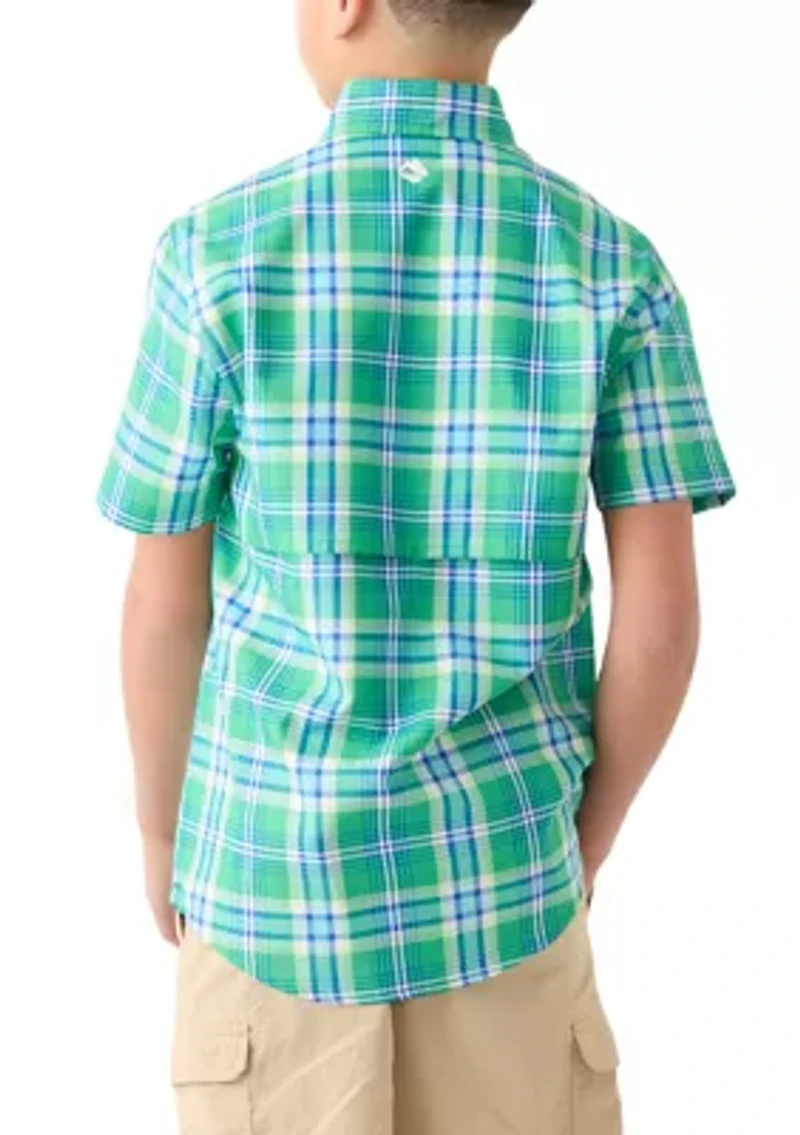 Boys 8-20 Short Sleeve Yarn Dyed Fishing Shirt