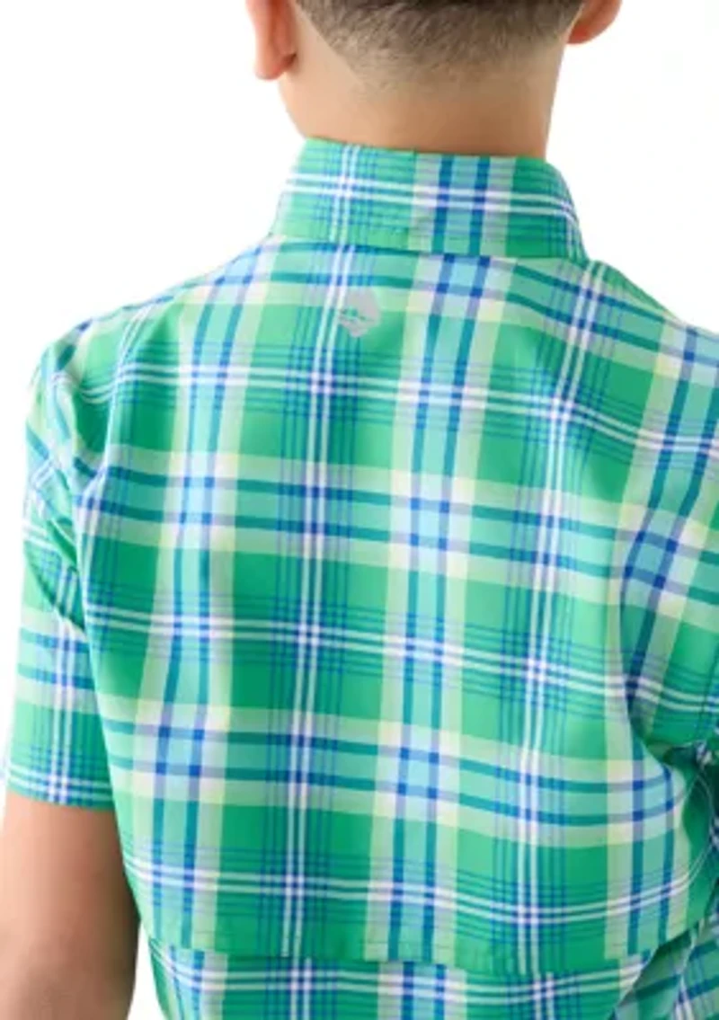 Boys 8-20 Short Sleeve Yarn Dyed Fishing Shirt