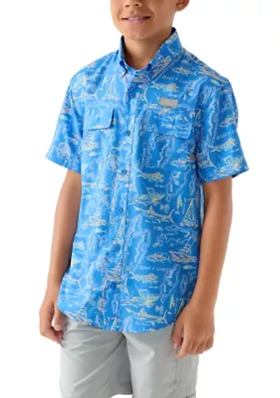 Boys 8-20 Printed Short Sleeve Fishing Shirt