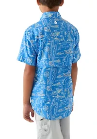 Boys 8-20 Printed Short Sleeve Fishing Shirt