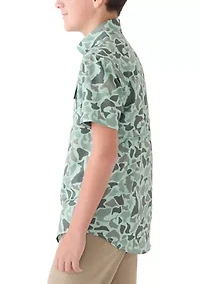 Boys 8-20 Printed Short Sleeve Fishing Shirt