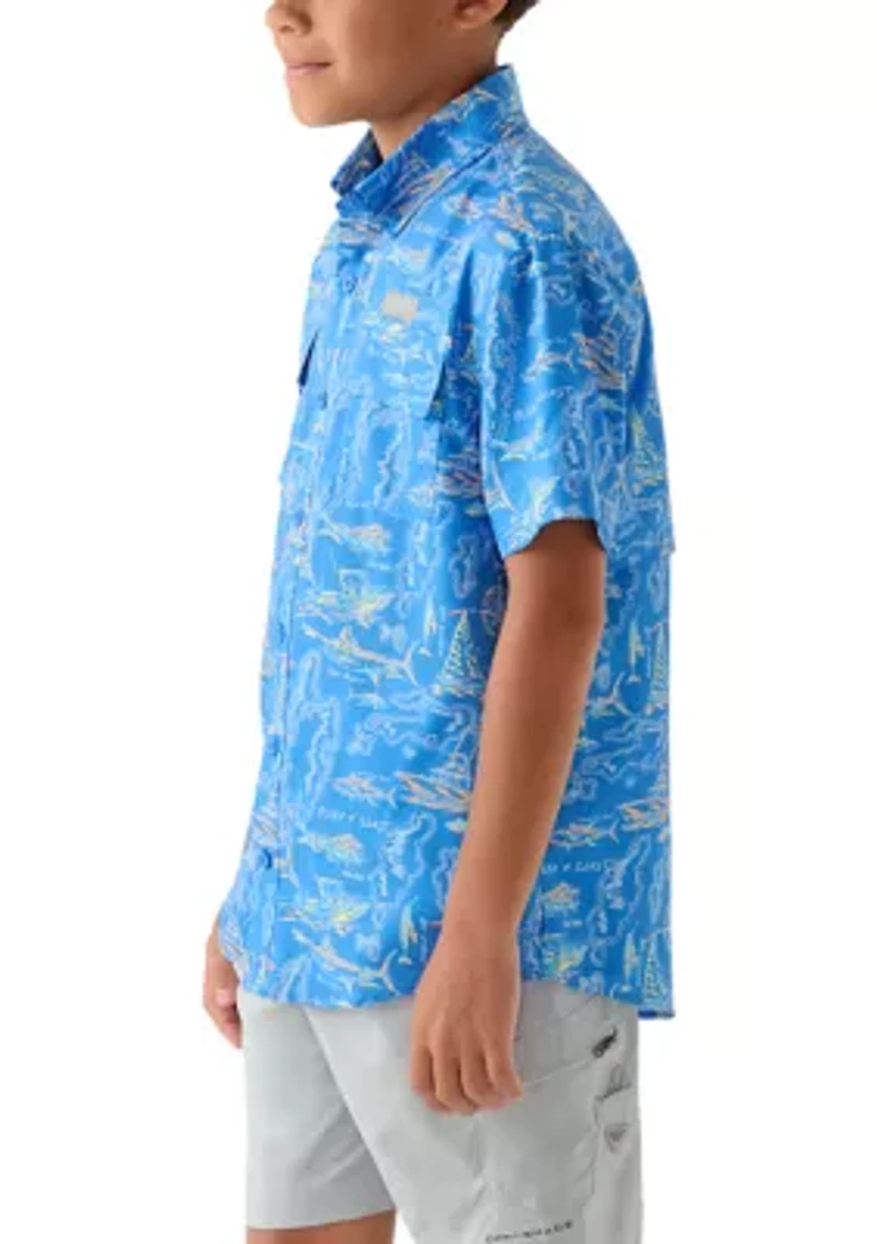 Boys 8-20 Printed Short Sleeve Fishing Shirt