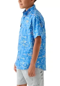 Boys 8-20 Printed Short Sleeve Fishing Shirt