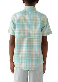 Boys 8-20 Short Sleeve Plaid Fishing Shirt