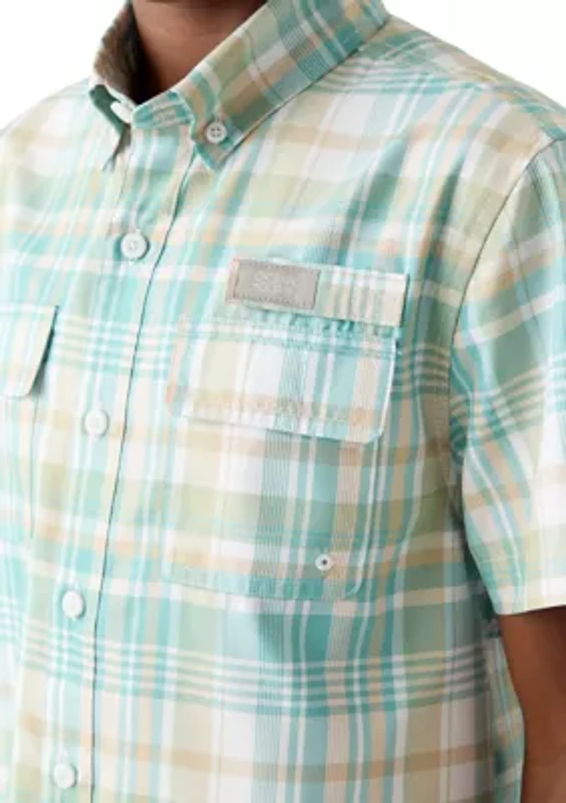 Boys 8-20 Short Sleeve Plaid Fishing Shirt