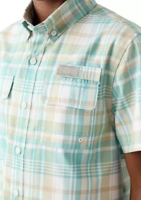 Boys 8-20 Short Sleeve Plaid Fishing Shirt