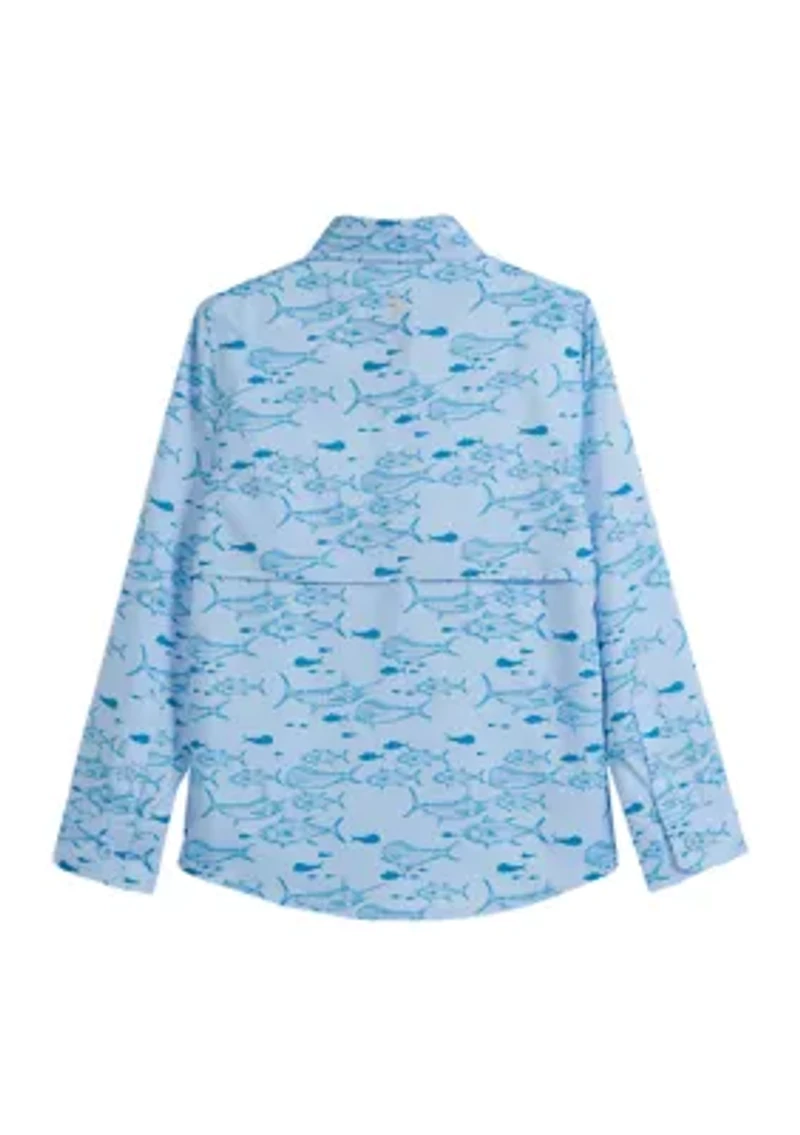 Boys 4-7 Long Sleeve Printed Fishing Shirt