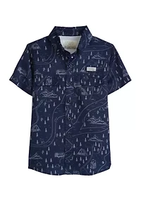 Boys 4-7 Short Sleeve Printed Fishing Shirt