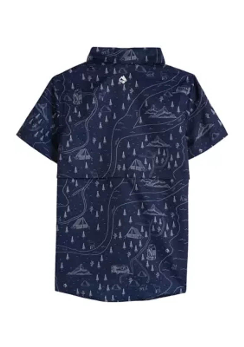 Boys 4-7 Short Sleeve Printed Fishing Shirt