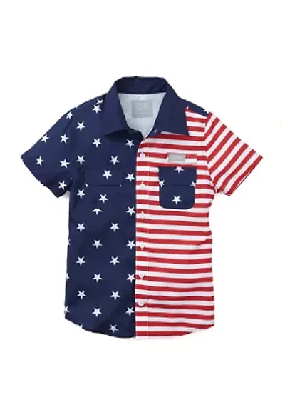 Boys 4-7 Short Sleeve USA Fishing Shirt