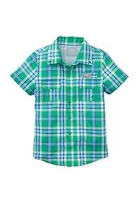 Boys 4-7 Short Sleeve Yarn Dyed Fishing Shirt