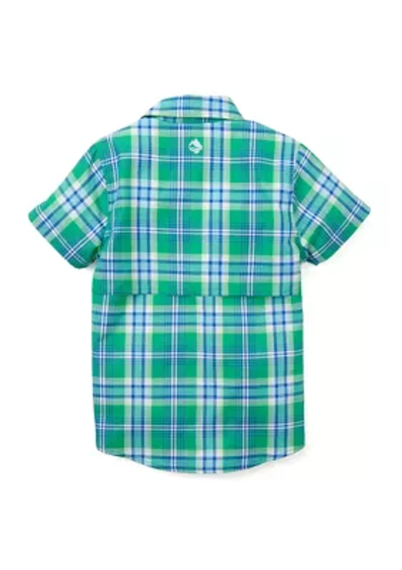 Boys 4-7 Short Sleeve Yarn Dyed Fishing Shirt