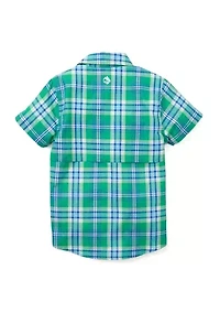 Boys 4-7 Short Sleeve Yarn Dyed Fishing Shirt