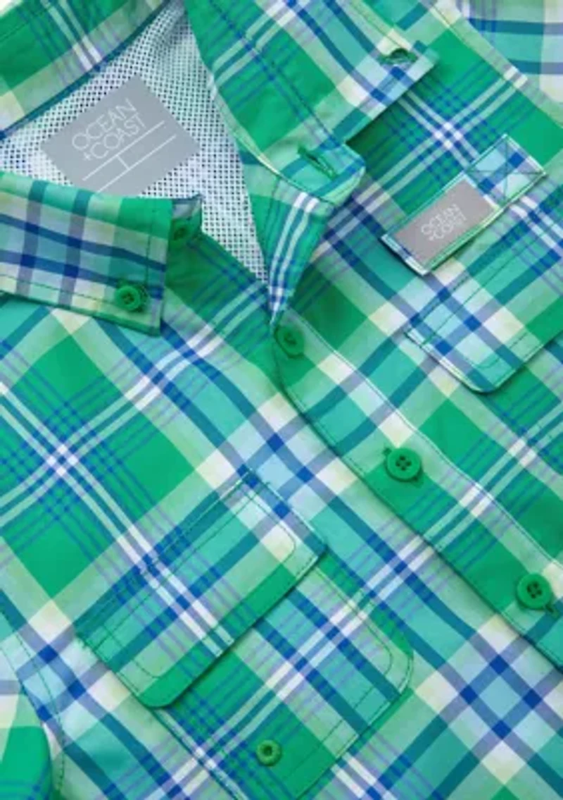 Boys 4-7 Short Sleeve Yarn Dyed Fishing Shirt