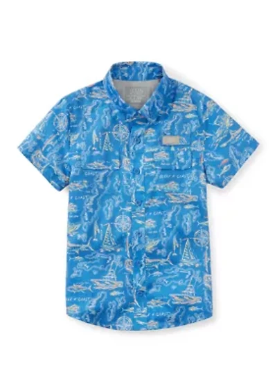 Boys 4-7 Printed Short Sleeve Fishing Shirt