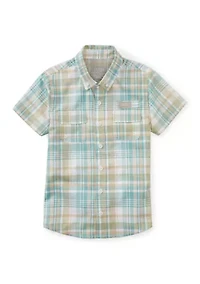 Boys 4-7 Plaid Short Sleeve Fishing Shirt