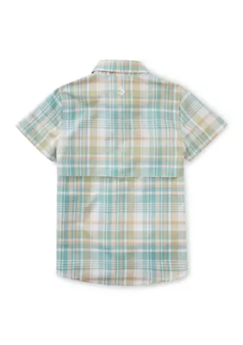 Boys 4-7 Plaid Short Sleeve Fishing Shirt