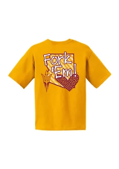 Youth NCAA Arizona State Sun Devils Short Sleeve Pattern Heart T-Shirt