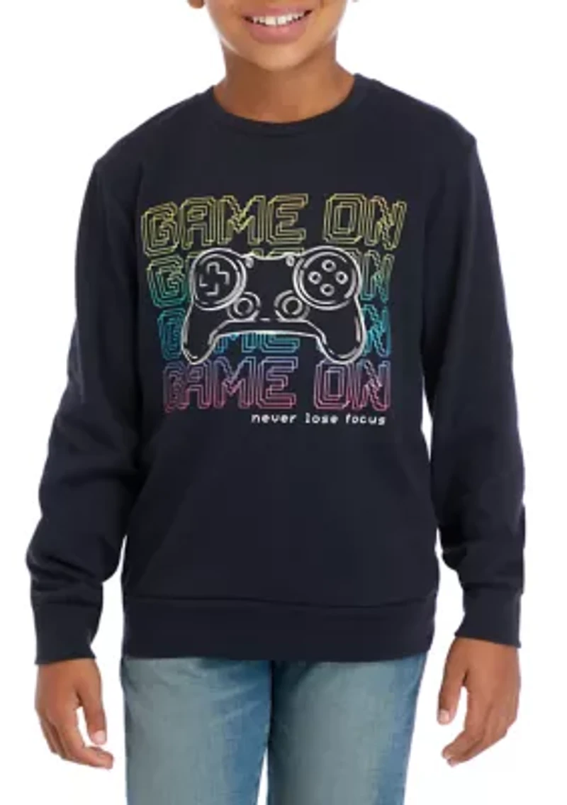 Boys 8-20 Long Sleeve Crew Neck Sweater