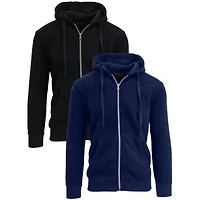 Boy's Slim Fit Fleece Lined Zip Up Hoodie-2 Pack