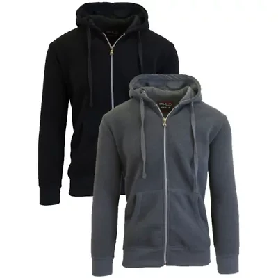 Boy's Slim Fit Fleece Lined Zip Up Hoodie-2 Pack