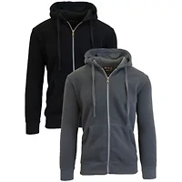Boy's Slim Fit Fleece Lined Zip Up Hoodie-2 Pack