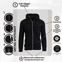 Boy's Slim Fit Fleece Lined Zip Up Hoodie-2 Pack