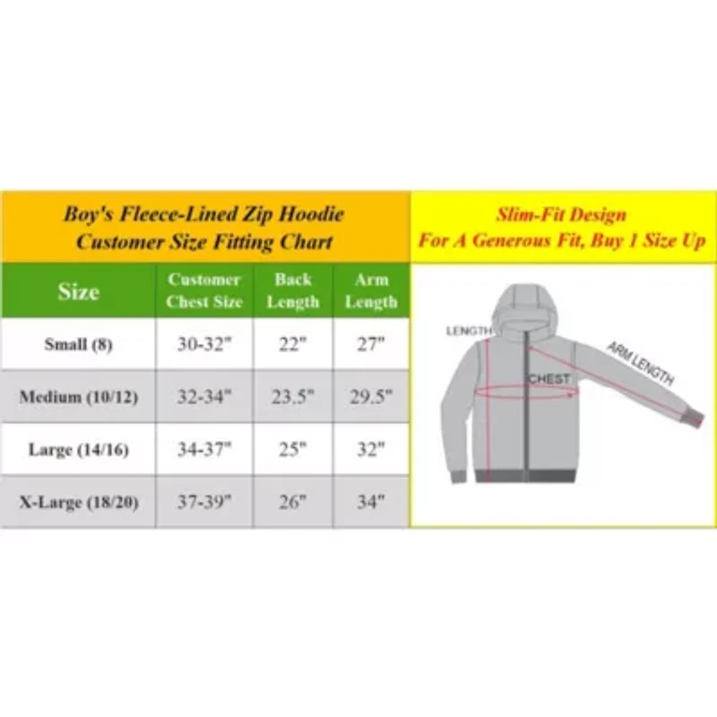 Boy's Slim Fit Fleece Lined Zip Up Hoodie-2 Pack
