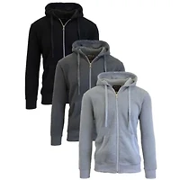 Galaxy By Harvic Boy's Slim Fit Fleece Lined Zip Up Hoodie-3 Pack
