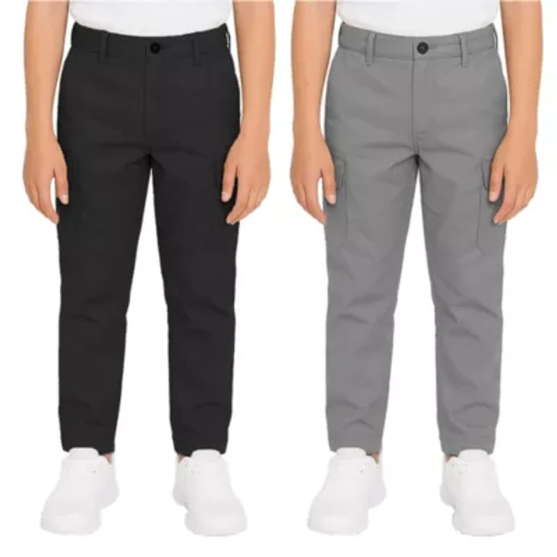 Boy's Super Stretch Cotton Cargo Pants - 2-Pack