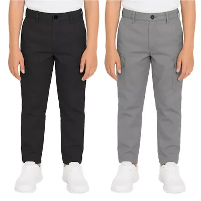 Boy's Super Stretch Cotton Cargo Pants - 2-Pack