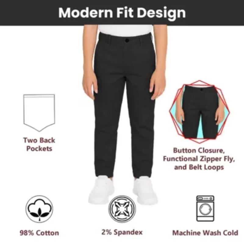 Boy's Super Stretch Cotton Cargo Pants - 3-Pack
