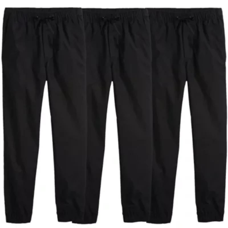 Jump start Boy's Slim Fitting Cotton Stretch Classic Twill Joggers-3 Pack